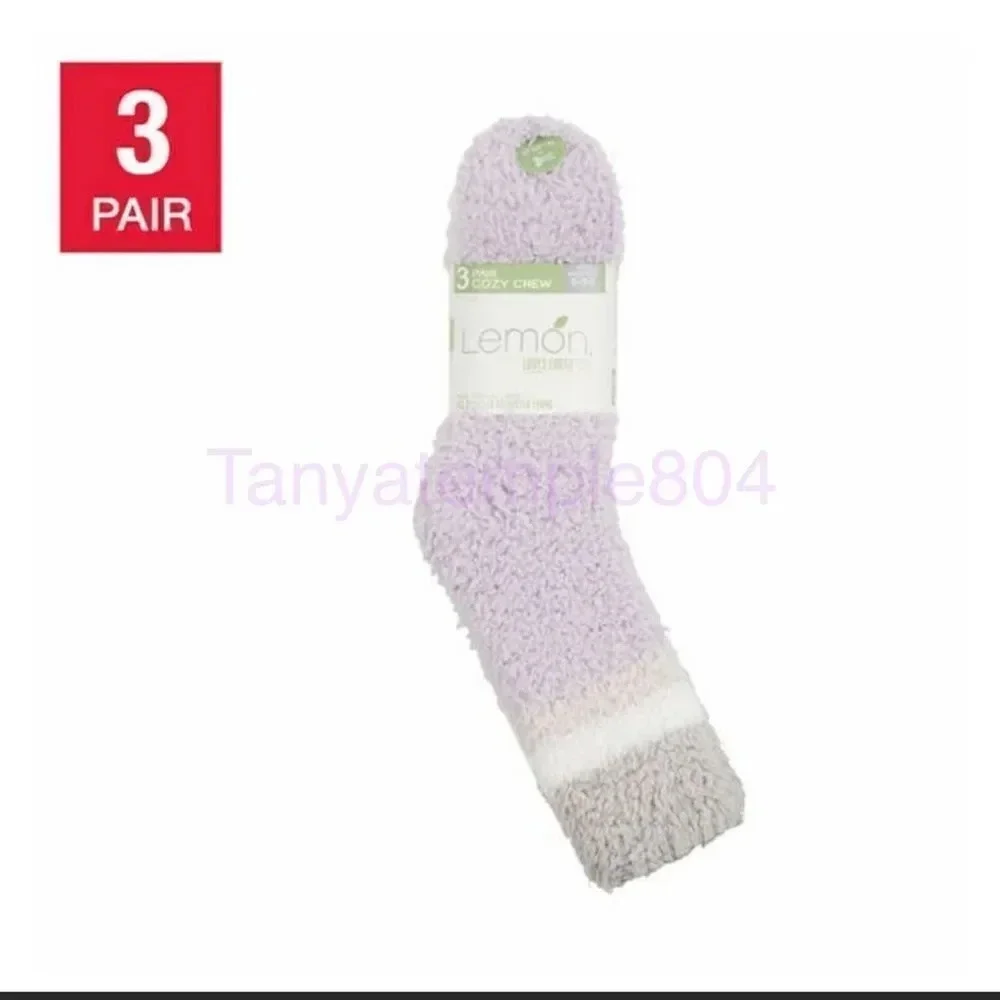 Lemon ladies cozy crew socks 3 pair